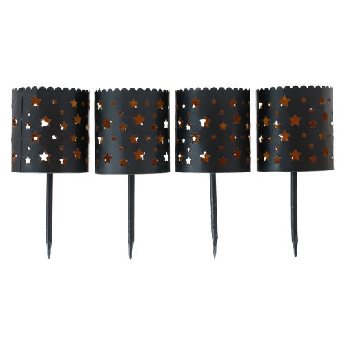 Floristik24 Portacandele Corona dell'Avvento da attaccare oro nero Ø6cm 4 pezzi