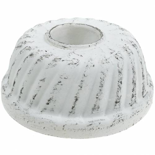 Portacandele Gugelhupf stampo da forno Shabby Chic bianco Ø7,2 cm H3 cm