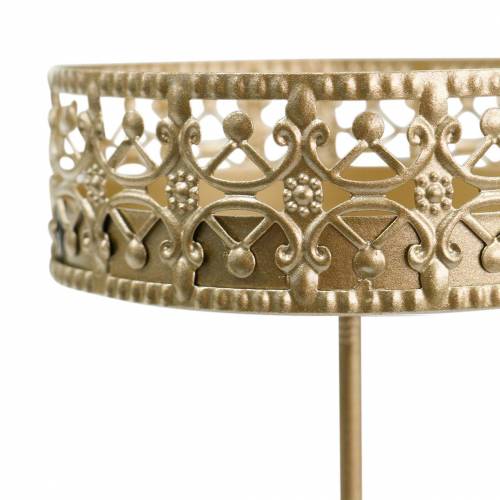 Floristik24 Portacandele floreali da collegare dorati Ø7,4 cm H12,5 cm 4 pezzi aspetto antico