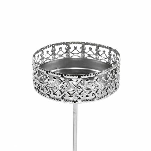 Portacandele in filigrana per collegare argento Ø6,4 cm H12,5 cm 4 pezzi aspetto antico