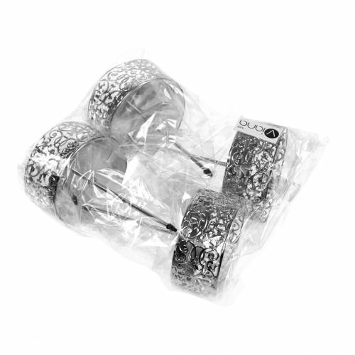 Prodotto Portacandele floreali da collegare in argento Ø8,8 cm H13,7 cm 4 pezzi aspetto antico