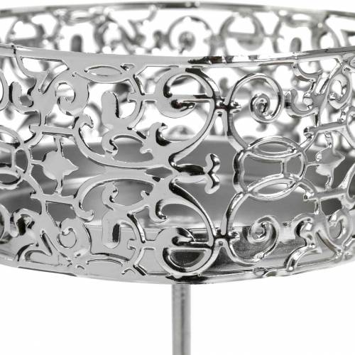 Floristik24 Portacandele floreali da collegare in argento Ø8,8 cm H13,7 cm 4 pezzi aspetto antico