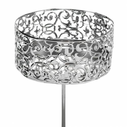 Floristik24 Portacandele floreali da collegare in argento Ø8,8 cm H13,7 cm 4 pezzi aspetto antico