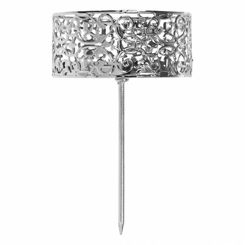 Prodotto Portacandele floreali da collegare in argento Ø8,8 cm H13,7 cm 4 pezzi aspetto antico