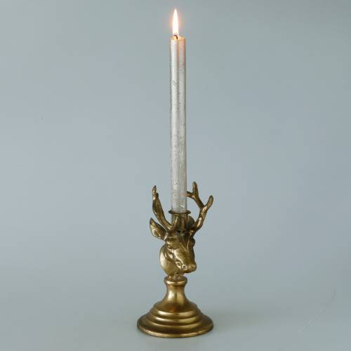 Floristik24 Candeliere aspetto antico testa di cervo metallo dorato 19,5 cm