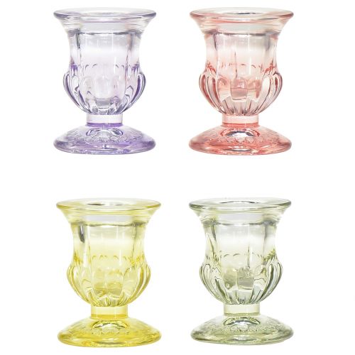 Floristik24 Portacandele in vetro Portacandele in vetro colorato Ø5cm H6cm 4pz