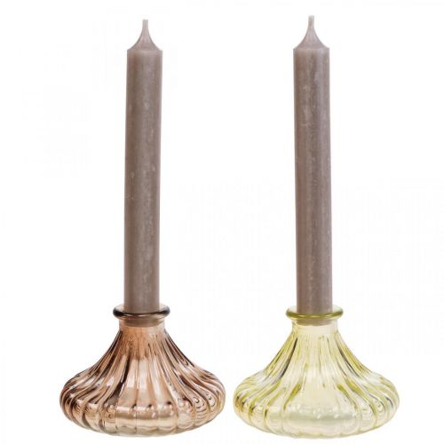 Floristik24 Candeliere in vetro Candeliere in vetro Ø10,5 cm H7 cm 4 pezzi
