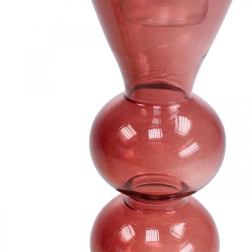 Floristik24 Candeliere candelabro in vetro rosa/rosa Ø5-6cm H19cm 2pz