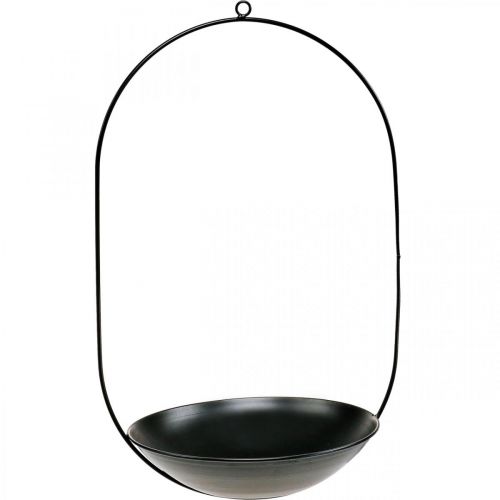 Ciotola decorativa da appendere anello in metallo nero decoro Scandi 28×54cm