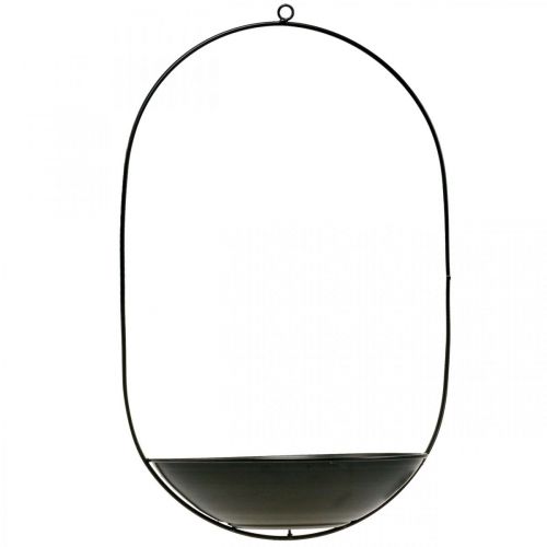 Prodotto Ciotola decorativa da appendere anello in metallo nero decoro Scandi 28×54cm