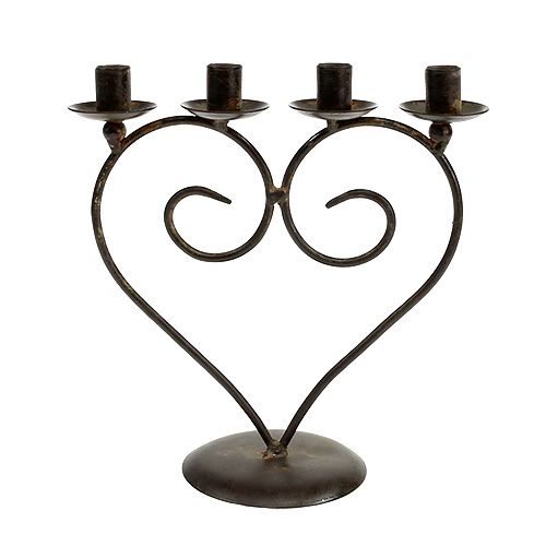 Floristik24 Portacandele a forma di cuore marrone H17cm B16cm