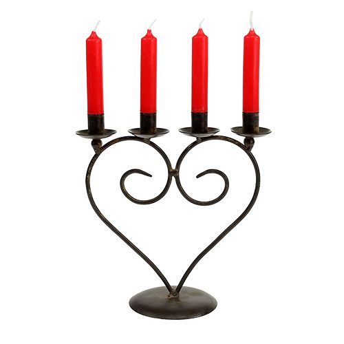Floristik24 Portacandele a forma di cuore marrone H17cm B16cm