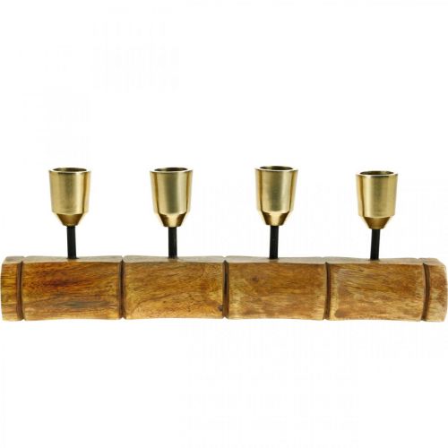 Prodotto Portacandele in metallo, legno di mango, aspetto bambù L29,5cm Ø2,2cm