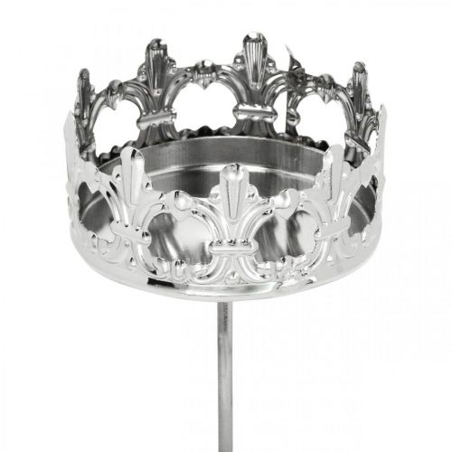 Floristik24 Corona decorativa per candele, portacandelina da attaccare, decorazione dell'Avvento argento Ø5,5 cm 4 pezzi