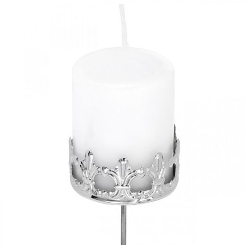 Floristik24 Corona decorativa per candele, portacandelina da attaccare, decorazione dell'Avvento argento Ø5,5 cm 4 pezzi
