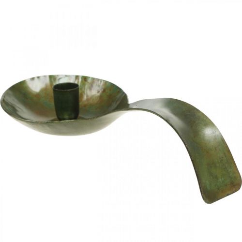 Candeliere cucchiaio in metallo aspetto antico con patina 25x11x5cm | Floristik24.it