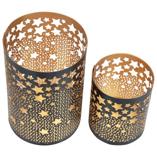 Prodotto Portacandele stelle in metallo nero/oro H10/15 cm set da 2