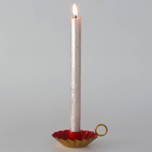 Floristik24 Candeliere con manico in smalto rosso, oro Ø13cm H4,4cm