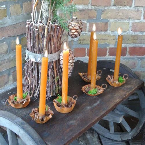 Floristik24 Portacandela vintage per candele coniche metallo effetto ruggine 9cm 6 pezzi