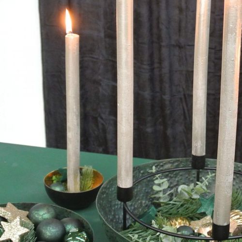 Floristik24 Portacandele Natale in metallo nero, oro decorazione da tavola Ø13cm 3 pezzi