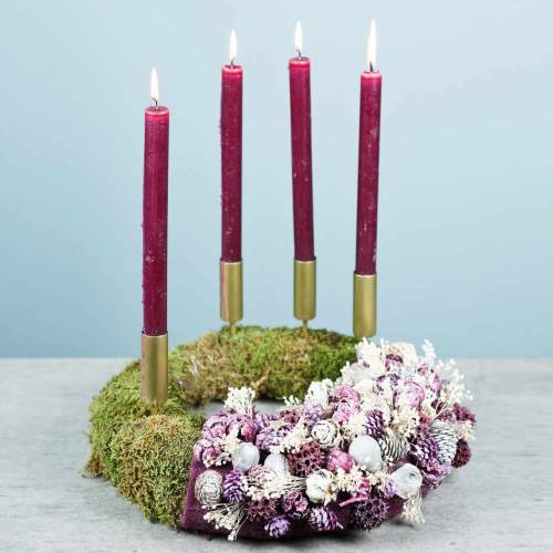 Prodotto Portacandele per candele a bastoncino stretto oro Ø2,2 cm H15 cm 4 pezzi