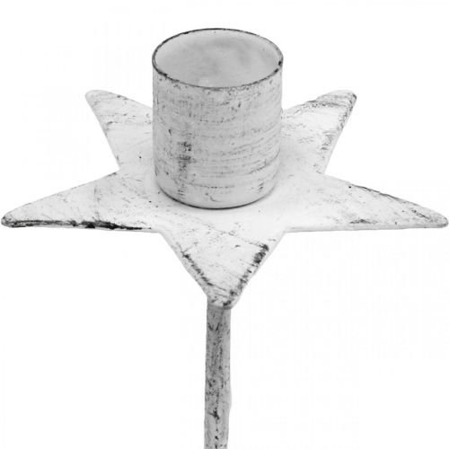 Floristik24 Portacandele per albero di Natale, stella da attaccare, decorazione per candele in metallo bianco shabby chic Ø5cm