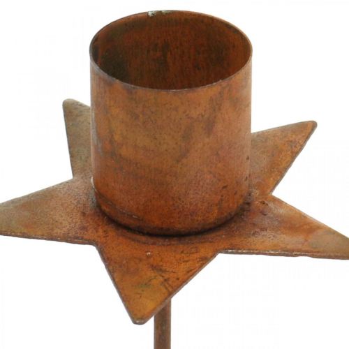 Floristik24 Stella portacandele conico, Avvento, portacandele a innesto, decorazione in metallo patina Ø6cm