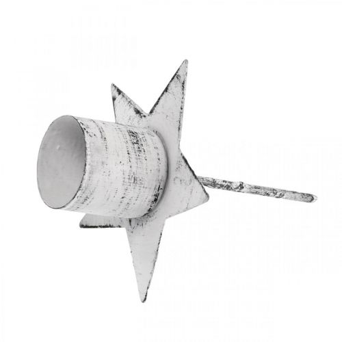 Floristik24 Stella da collegare, portacandele a punta, decorazione dell'Avvento, portacandele in metallo bianco, shabby chic Ø6cm