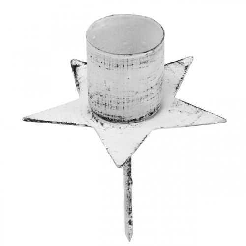 Floristik24 Stella da collegare, portacandele a punta, decorazione dell'Avvento, portacandele in metallo bianco, shabby chic Ø6cm