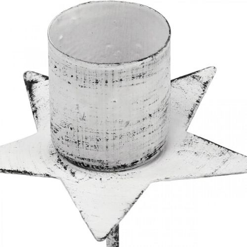 Floristik24 Stella da collegare, portacandele a punta, decorazione dell'Avvento, portacandele in metallo bianco, shabby chic Ø6cm
