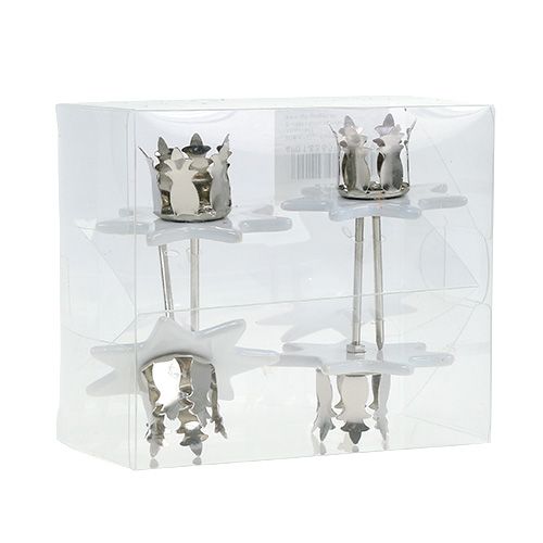 Prodotto Candeliere stella bianco-argento Ø6cm 4 pezzi