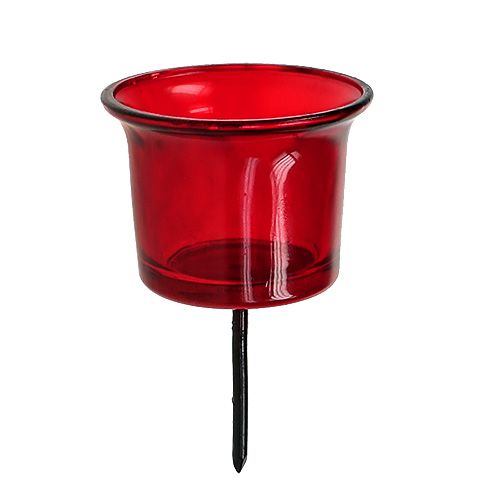 Floristik24 Portacandela per lumino in vetro rosso Ø6cm L10cm