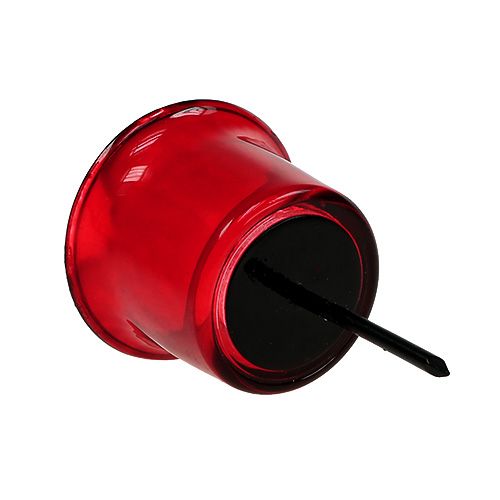 Floristik24 Portacandela per lumino in vetro rosso Ø6cm L10cm