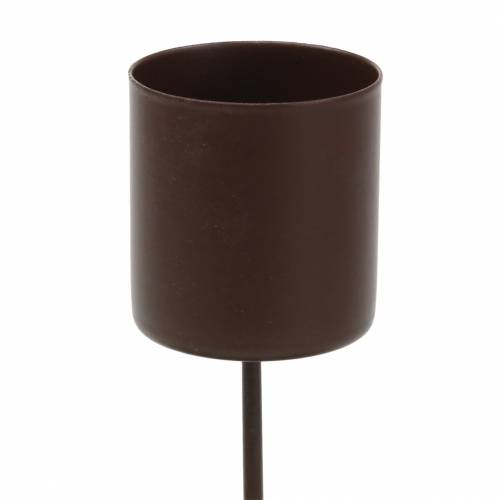 Floristik24 Candeliere per candele a bastoncino marrone Ø3.7cm H14cm 4pz