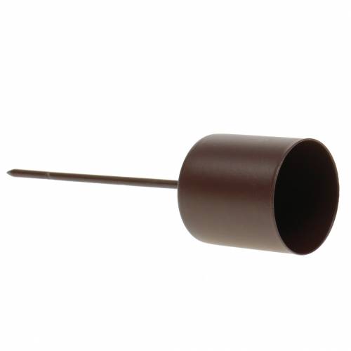Floristik24 Candeliere per candele a bastoncino marrone Ø3.7cm H14cm 4pz