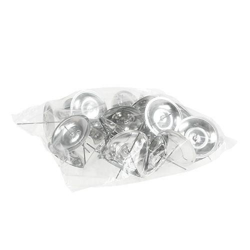 Floristik24 Portacandele con spina argento Ø5cm 36 pz