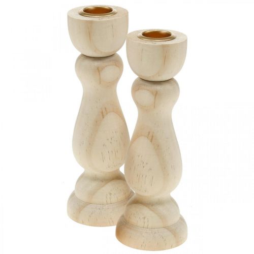 Floristik24 Portacandele in legno da tavolo decorazione per candele coniche H17cm 2 pz