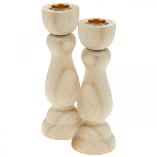 Floristik24 Portacandele decorazione da tavola in legno per candele H17cm 2pz