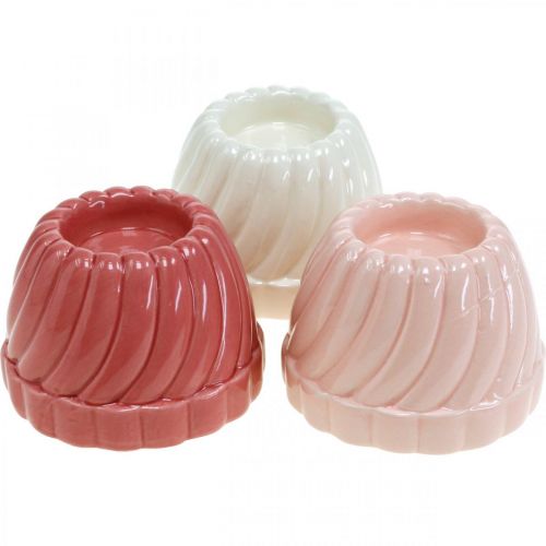 Floristik24 Portacandelina Gugelhupf, decorazione da tavola, stampo da forno per portacandele, torta decorativa H7cm 3 pezzi