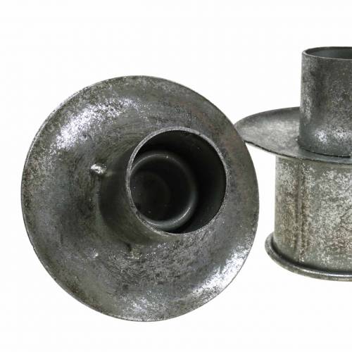 Prodotto Set portacandele a gradino argento antico Ø9,5–10,5 cm H7–14 cm 4 pezzi