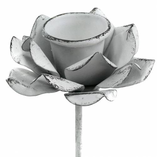 Floristik24 Candeliere fiore da attaccare in metallo bianco Ø6×10cm