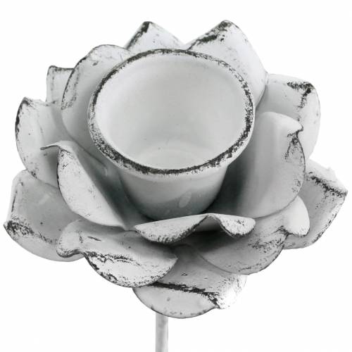 Floristik24 Portacandele a forma di fiore da attaccare in metallo bianco Ø6×10cm 4 pezzi