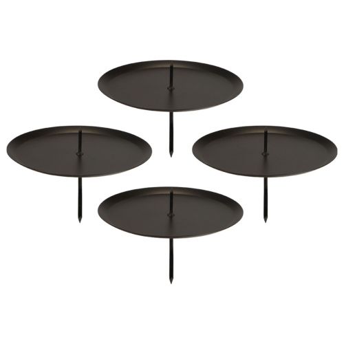 Floristik24 Portacandele da collegare Avvento in metallo nero Ø10 cm 4 pz