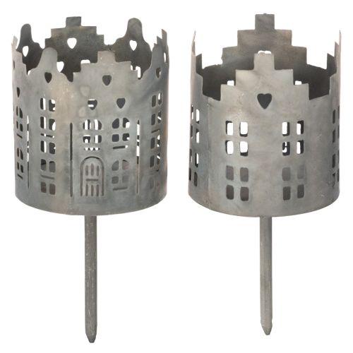 Portacandele e portalumini con punta, design a forma di casa, 6 cm, 2 pezzi