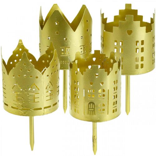 Floristik24 Portacandele city gold portacandele in metallo Ø6,5cm 4pz