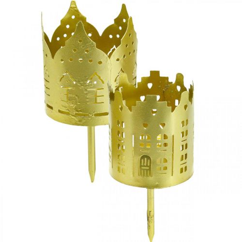 Floristik24 Portacandele city gold portacandele in metallo Ø6,5cm 4pz