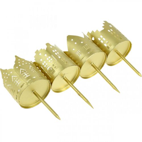 Floristik24 Portacandele city gold portacandele in metallo Ø6,5cm 4pz