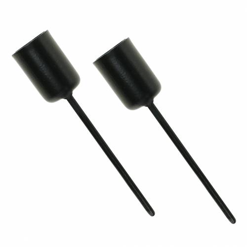 Floristik24 Portacandele piccolo nero H7cm Ø12,5mm 8 pz