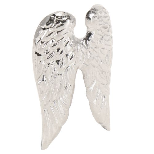 Spilli per candele ali d&#39;angelo di Natale argento 4×7cm 4 pezzi