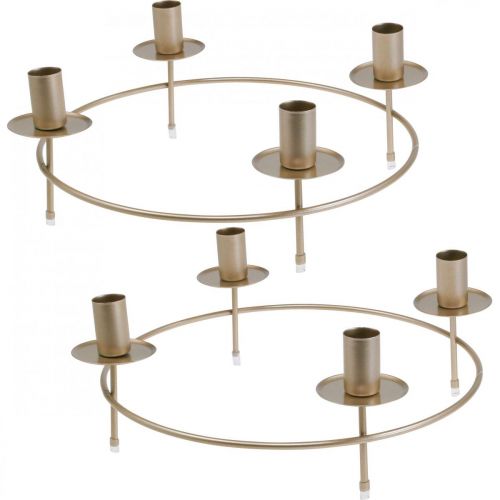 Candele ad anello portacandele portacandele oro Ø33,5 cm H11 cm 2 pezzi